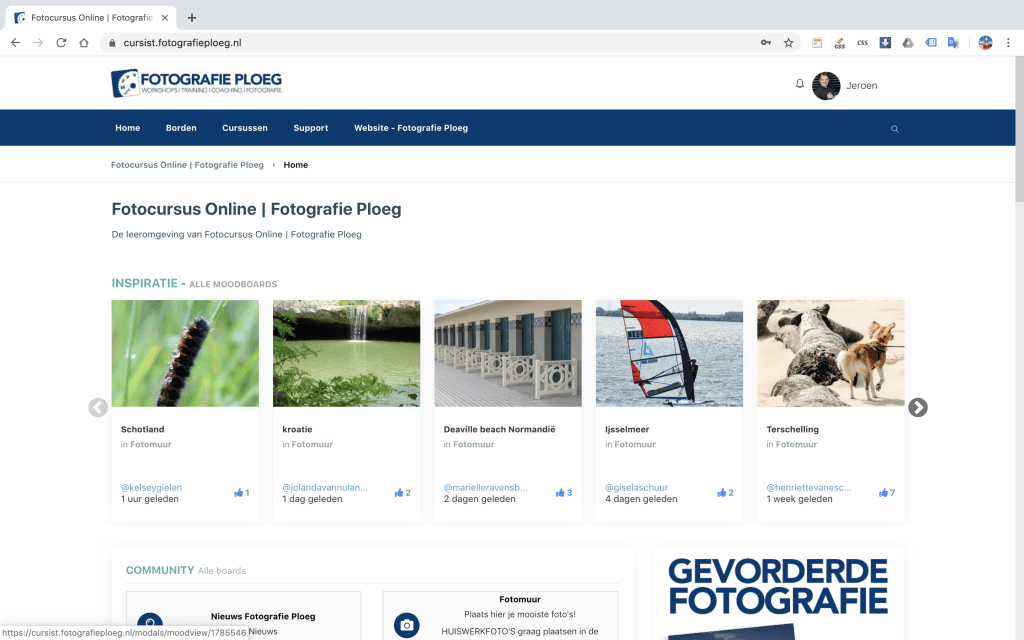 Fotografie Ploeg Benelux B.V. Online Fotografie Cursus Start desktop