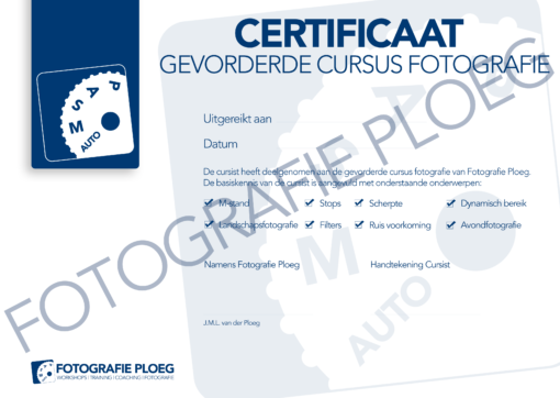 Fotografie Cursus Gevorderde Certificaat