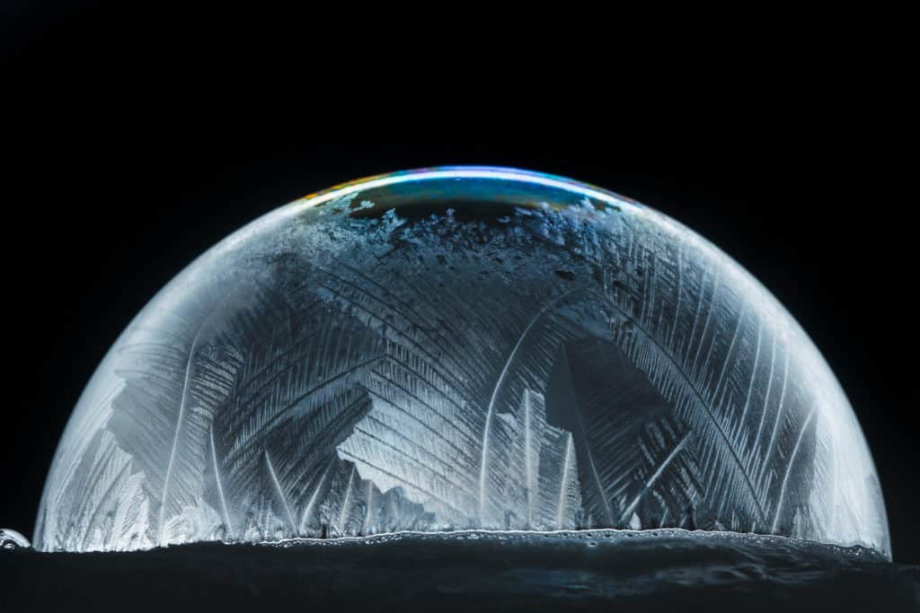 Bevroren zeepbel fotograferen