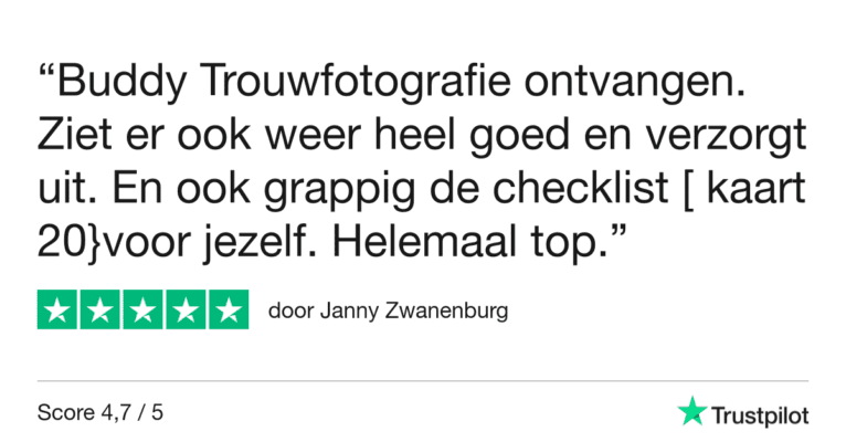 Foto Buddy Trouwfotografie 23 Fotografie Ploeg Benelux B.V. Trustpilot Review Janny Zwanenburg 1