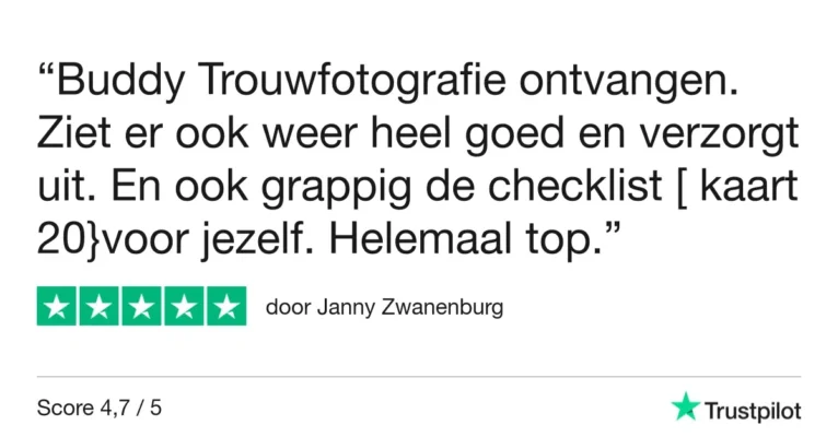 Foto Buddy Trouwfotografie 20 Fotografie Ploeg Benelux B.V. Trustpilot Review Janny Zwanenburg