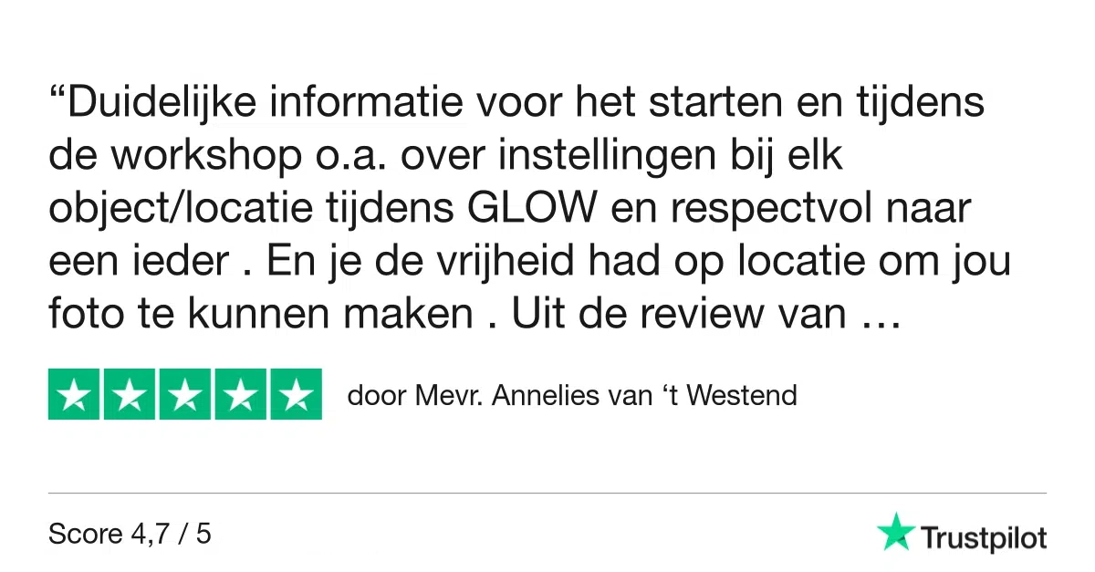Review Fotografie Workshop Glow - Eindhoven