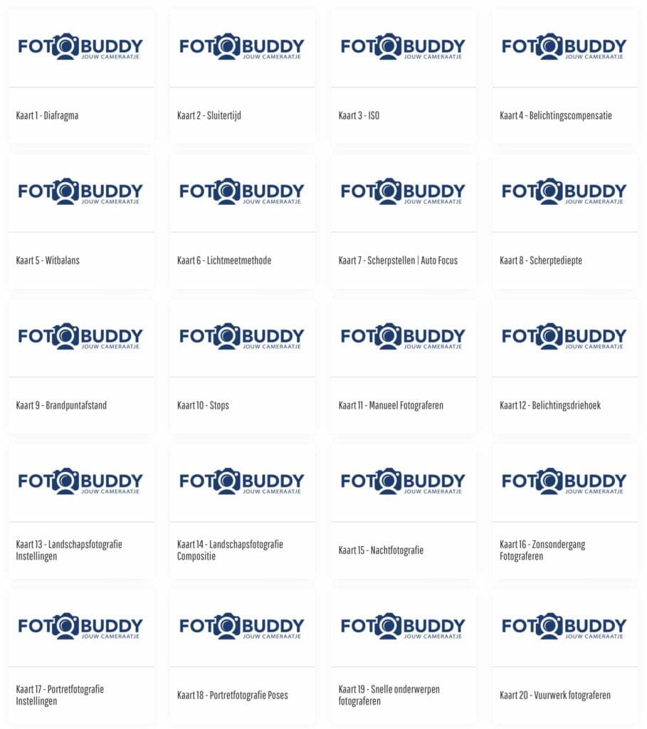 Foto Buddy Video's - Kaart 1 tm 20 4 Fotografie Ploeg Benelux B.V. foto buddy hoofdstukken 909x1024 1