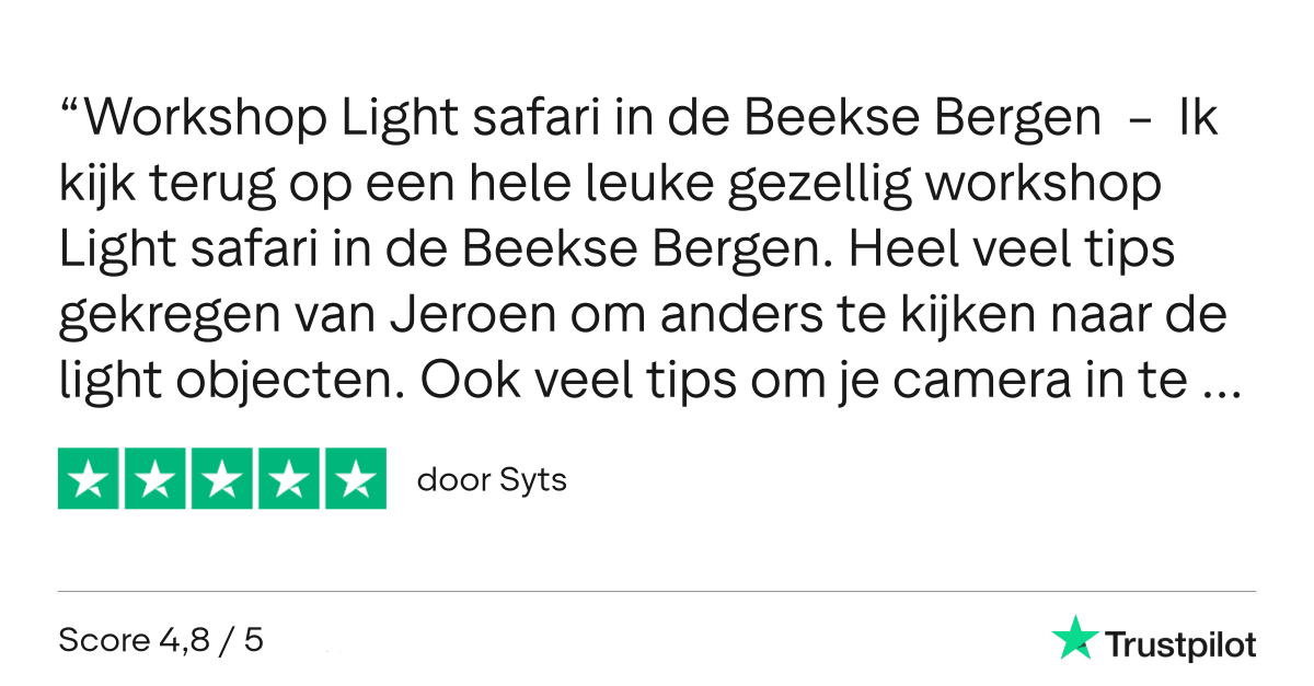 Light Safari Beekse Bergen - Workshop Fotografie - Review Trustpilot